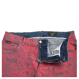 Red Cotton Dye Slim Fit Men Denim Jeans