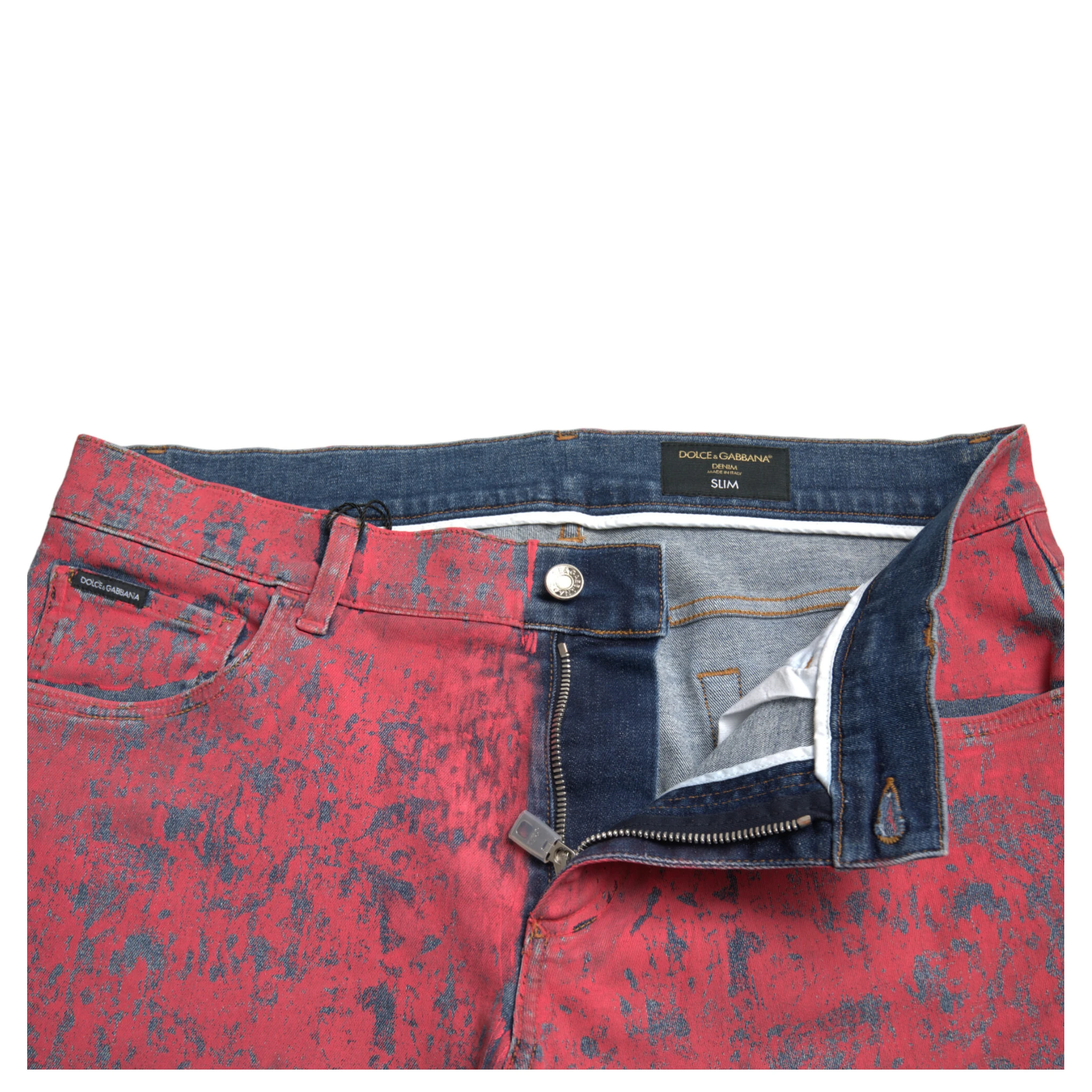 Red Cotton Dye Slim Fit Men Denim Jeans