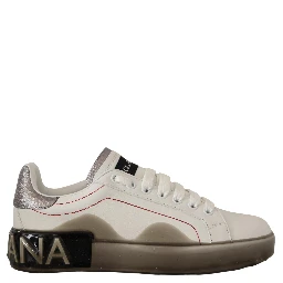 White Leather Shoes Womens Logo Portofino Sneakers