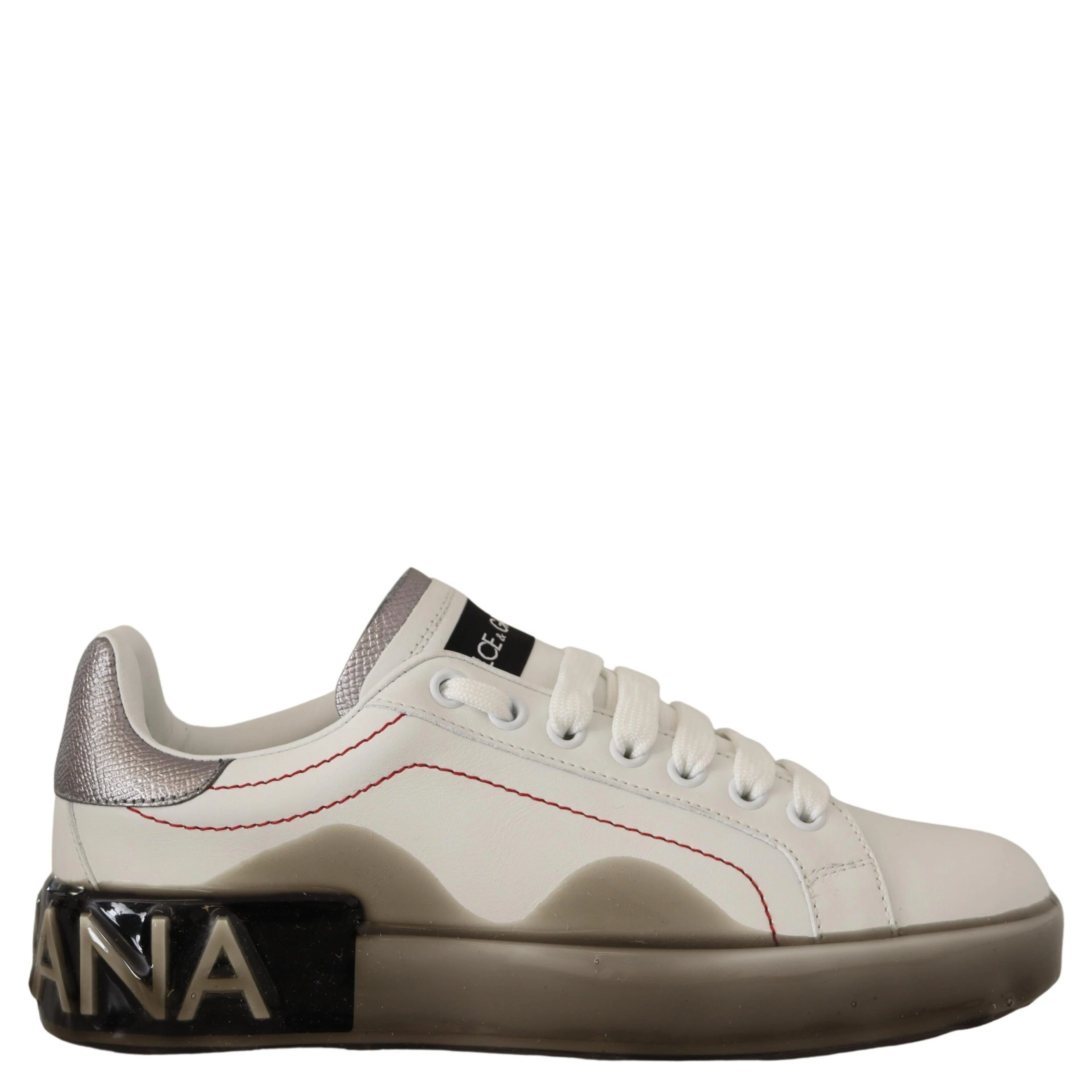 White Leather Shoes Womens Logo Portofino Sneakers