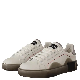 White Leather Shoes Womens Logo Portofino Sneakers