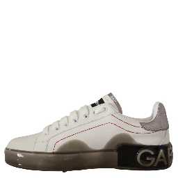 White Leather Shoes Womens Logo Portofino Sneakers