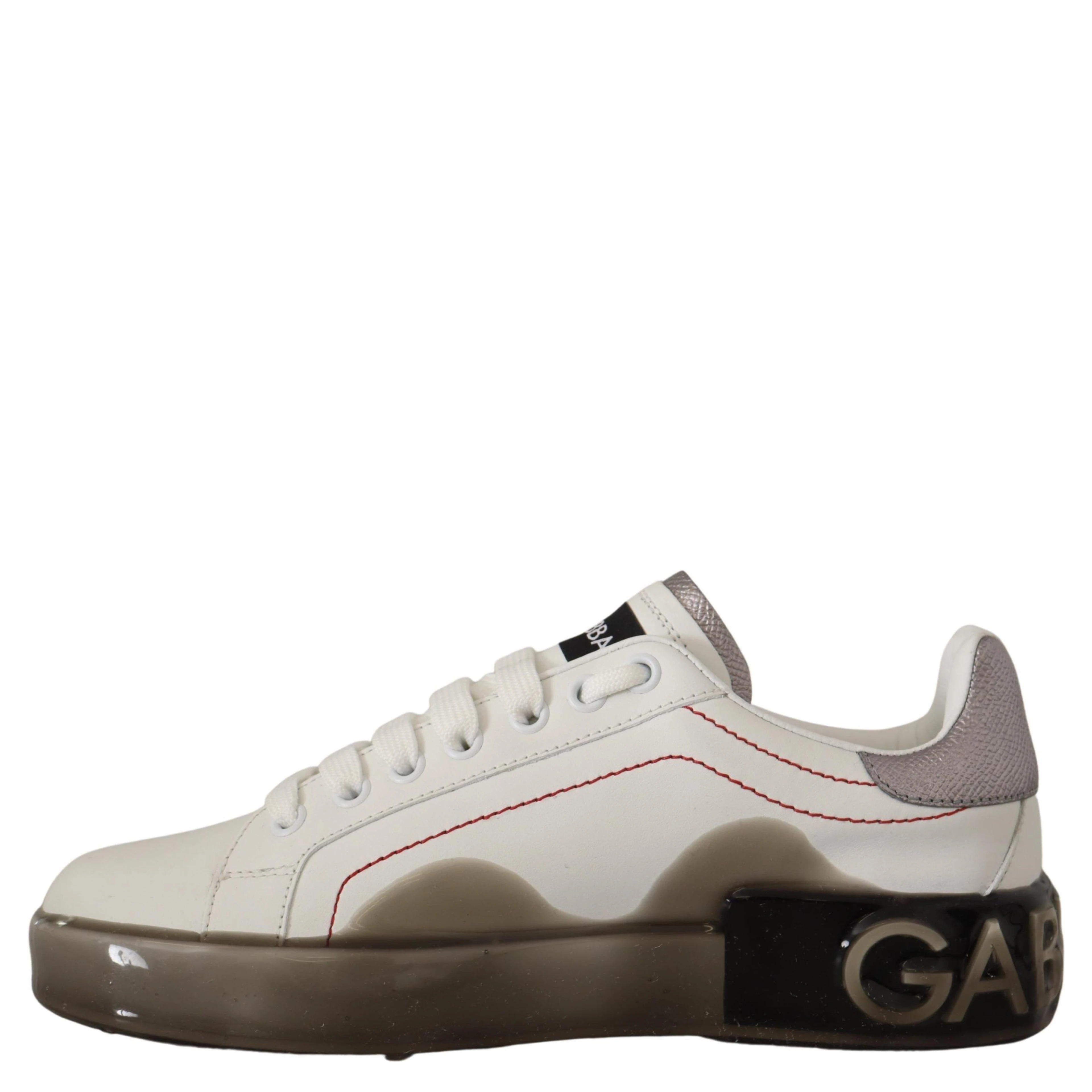 White Leather Shoes Womens Logo Portofino Sneakers