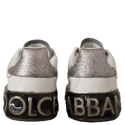 White Leather Shoes Womens Logo Portofino Sneakers
