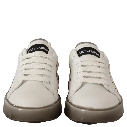 White Leather Shoes Womens Logo Portofino Sneakers