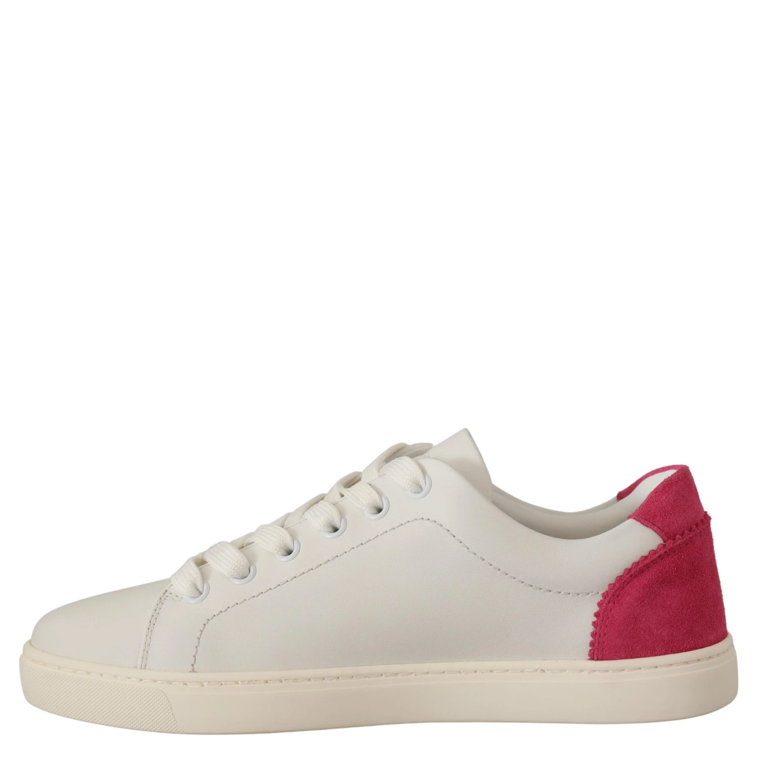 White Pink Leather Low Top Sneakers Womens Shoes