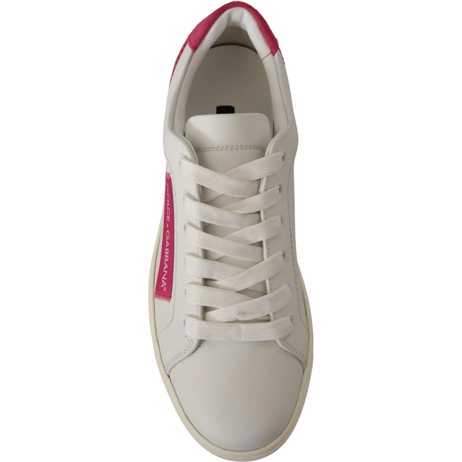 White Pink Leather Low Top Sneakers Womens Shoes