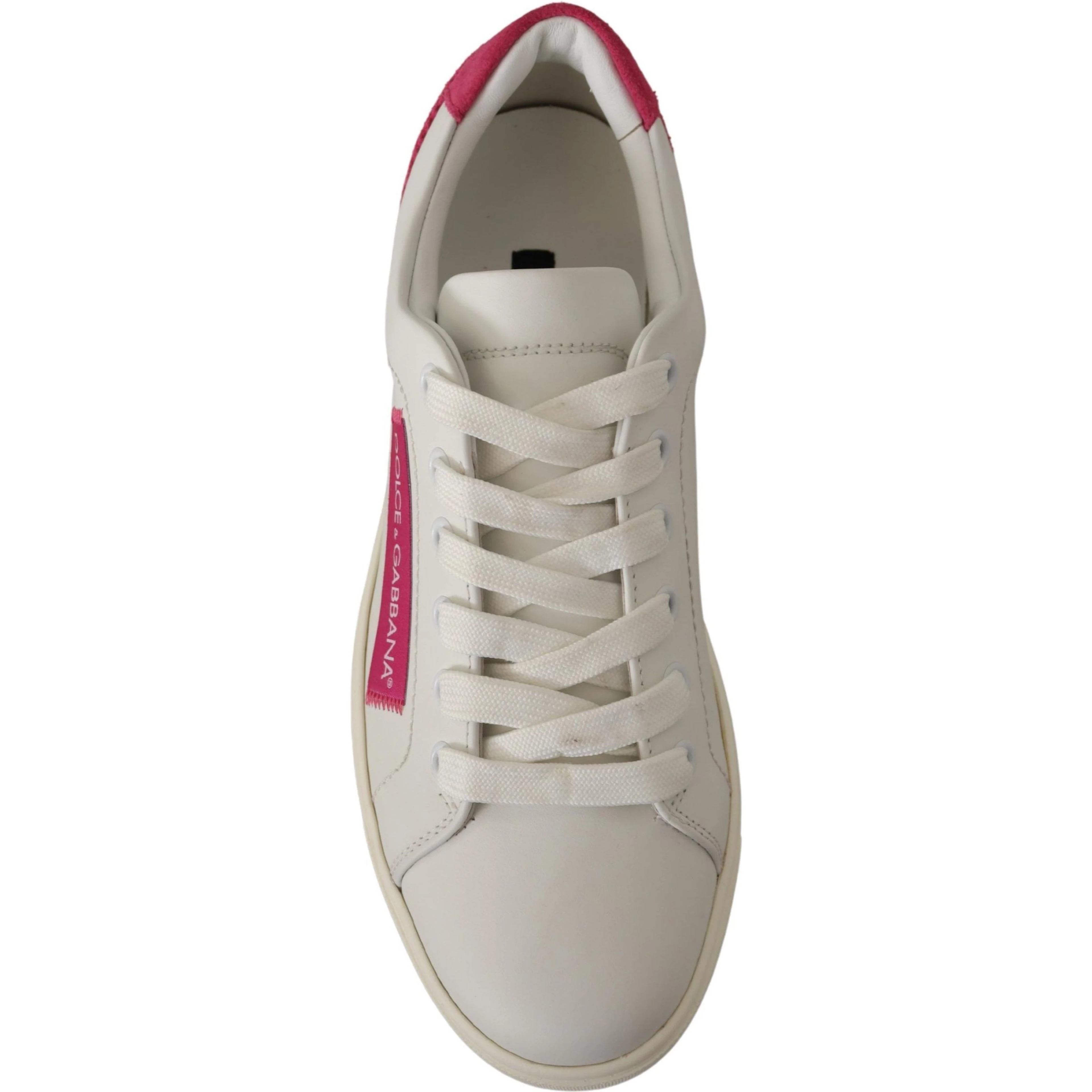 White Pink Leather Low Top Sneakers Womens Shoes