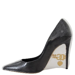 Black Leather Heels Pumps Plastic Wrapped Shoes