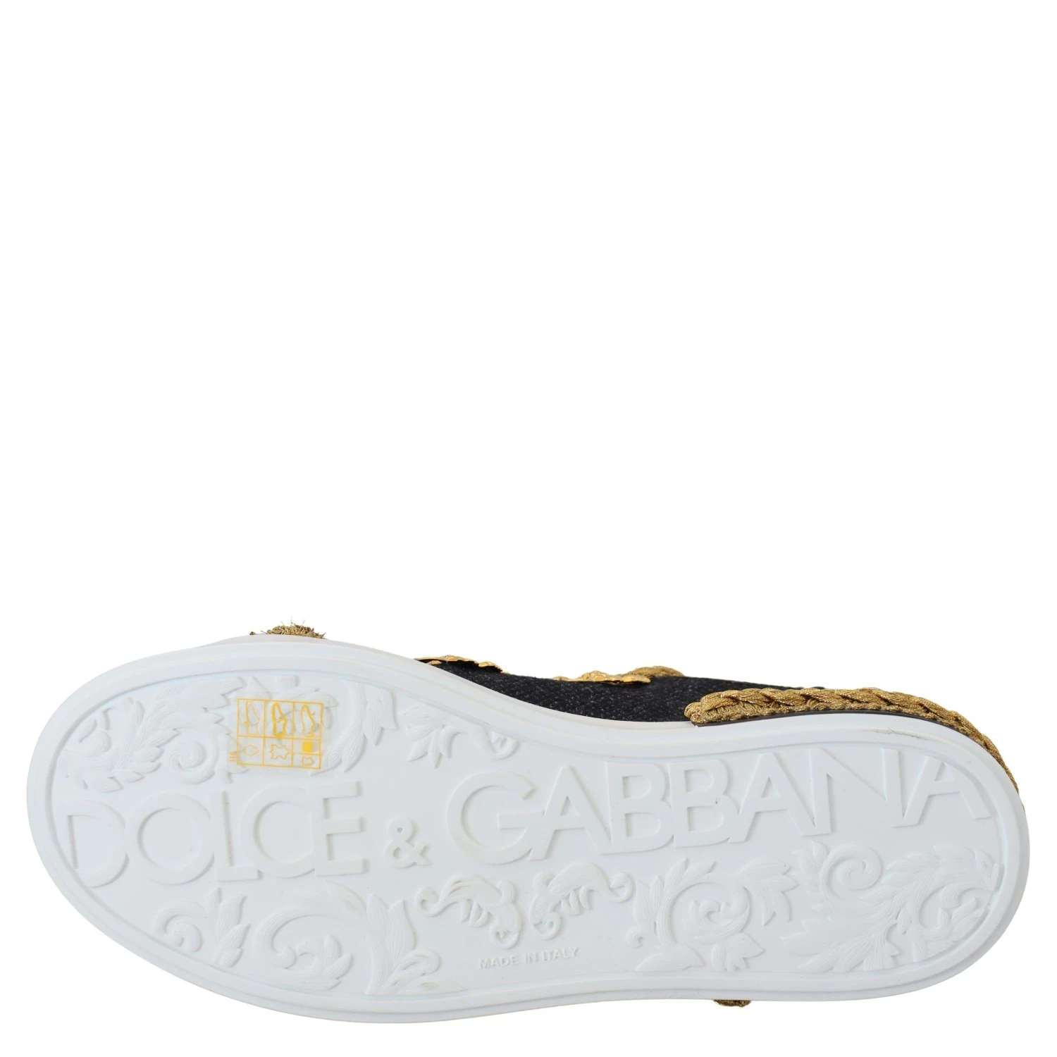 Black Gold Baroque Portofino Leather Sneakers Shoes
