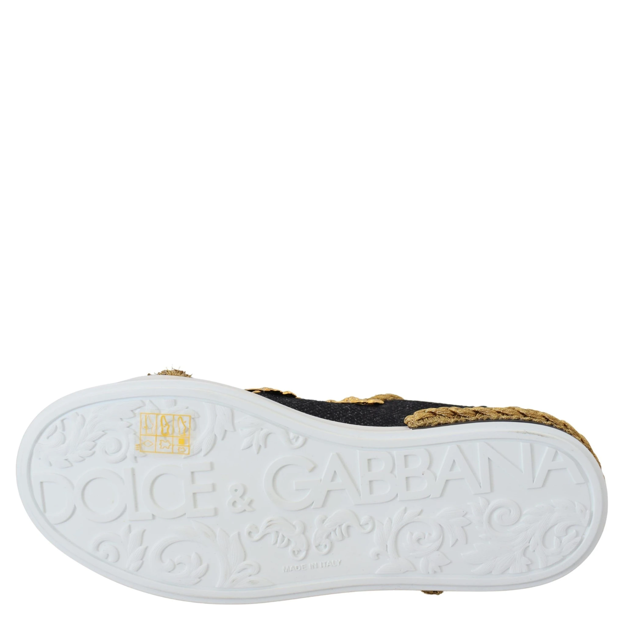 Black Gold Baroque Portofino Leather Sneakers Shoes