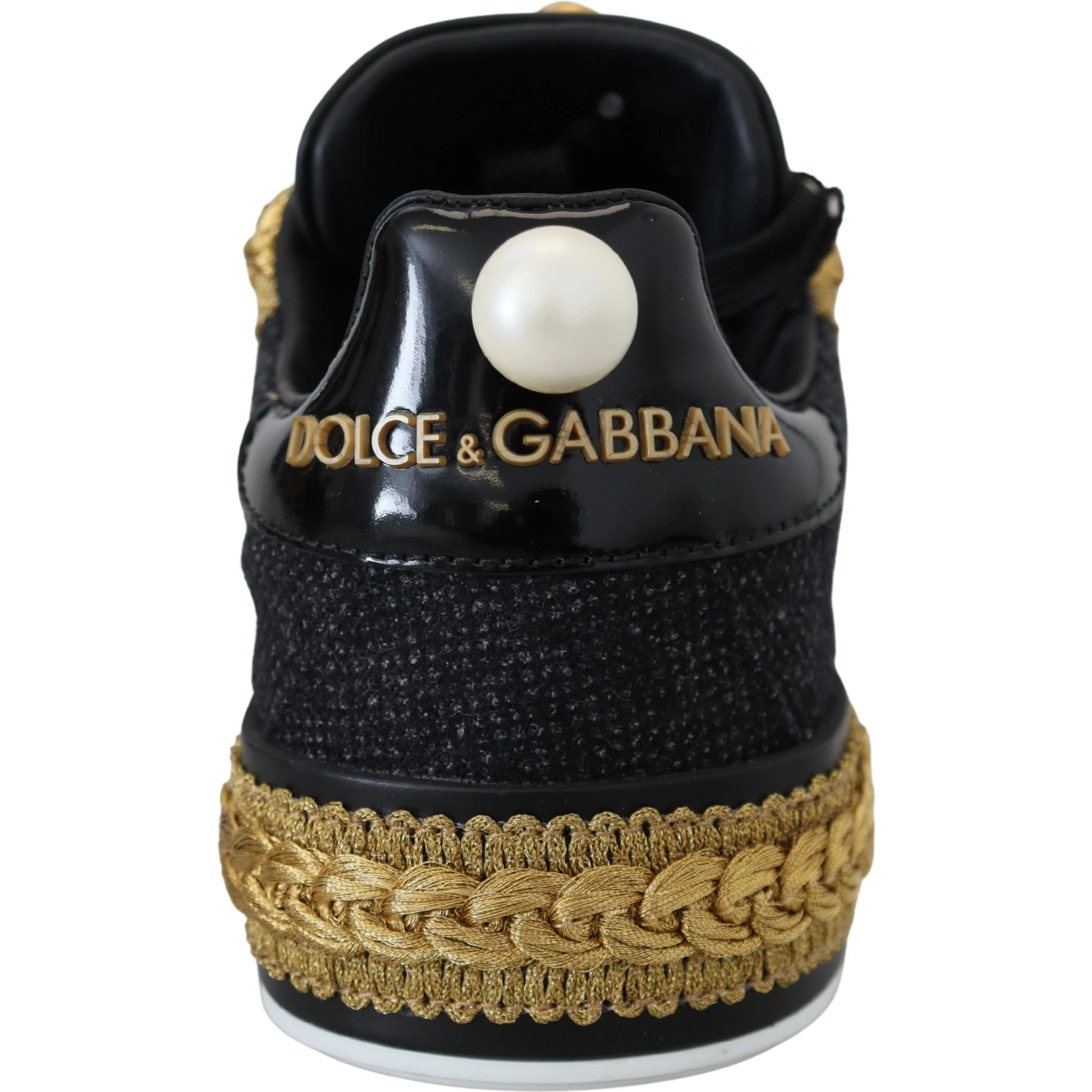 Black Gold Baroque Portofino Leather Sneakers Shoes