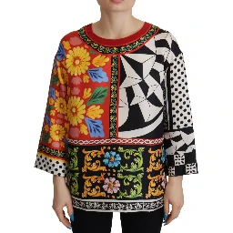 Multicolor Printed Baroque Loose Long Sleeve