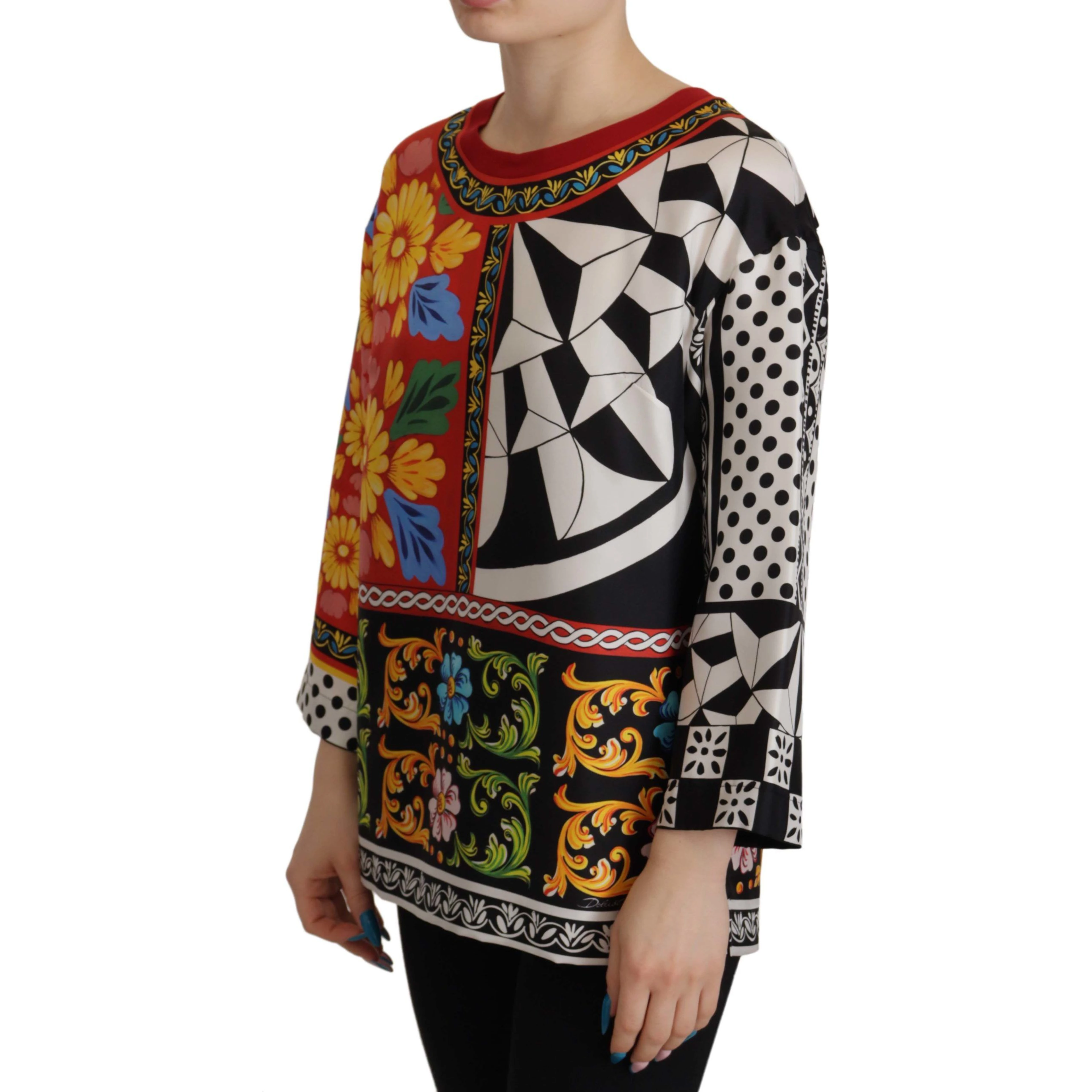 Multicolor Printed Baroque Loose Long Sleeve