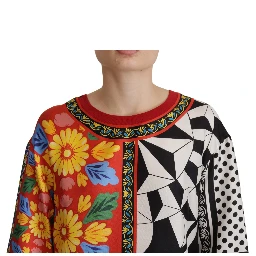 Multicolor Printed Baroque Loose Long Sleeve