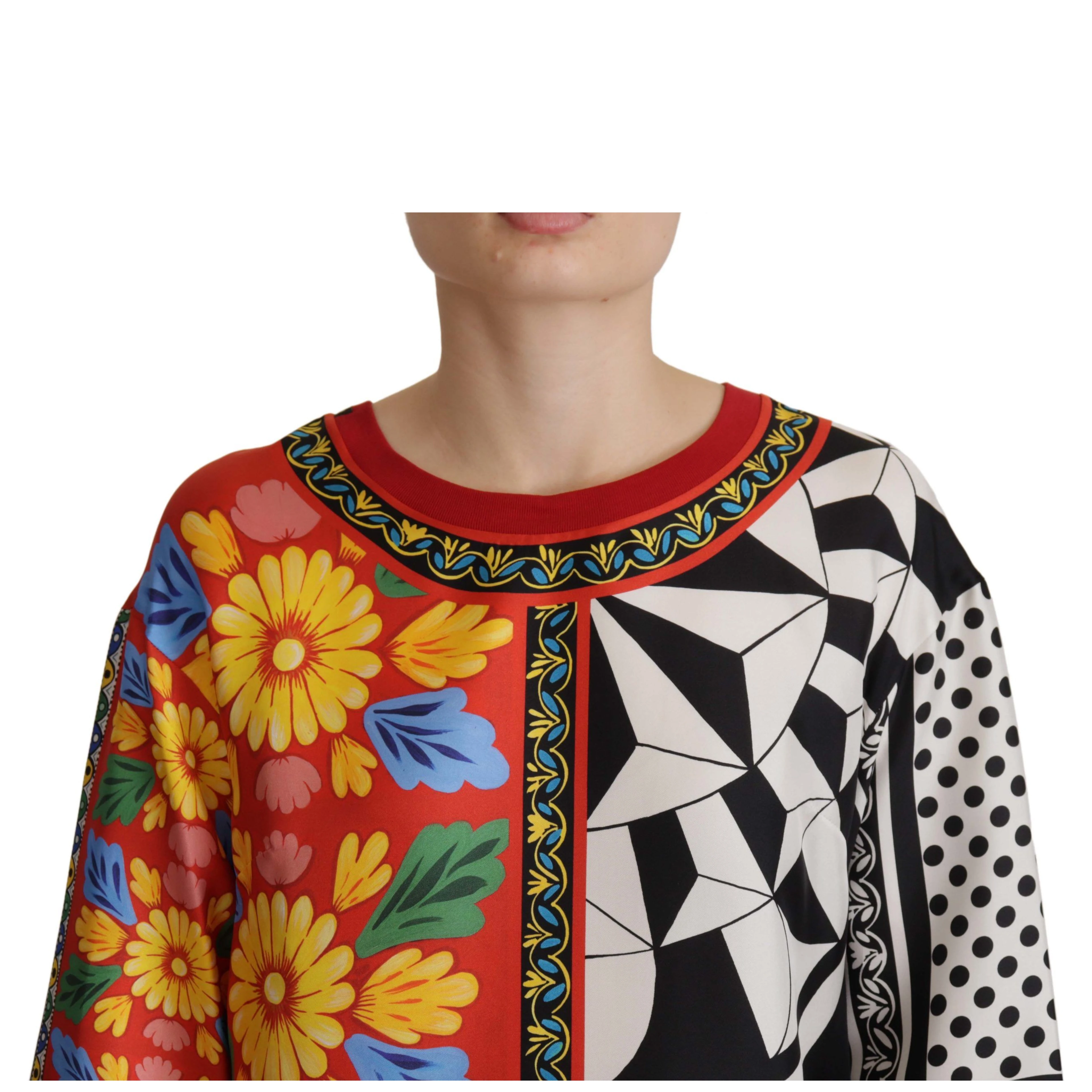 Multicolor Printed Baroque Loose Long Sleeve
