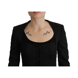 Black Slim Fit Long Sleeves Snap Jacket