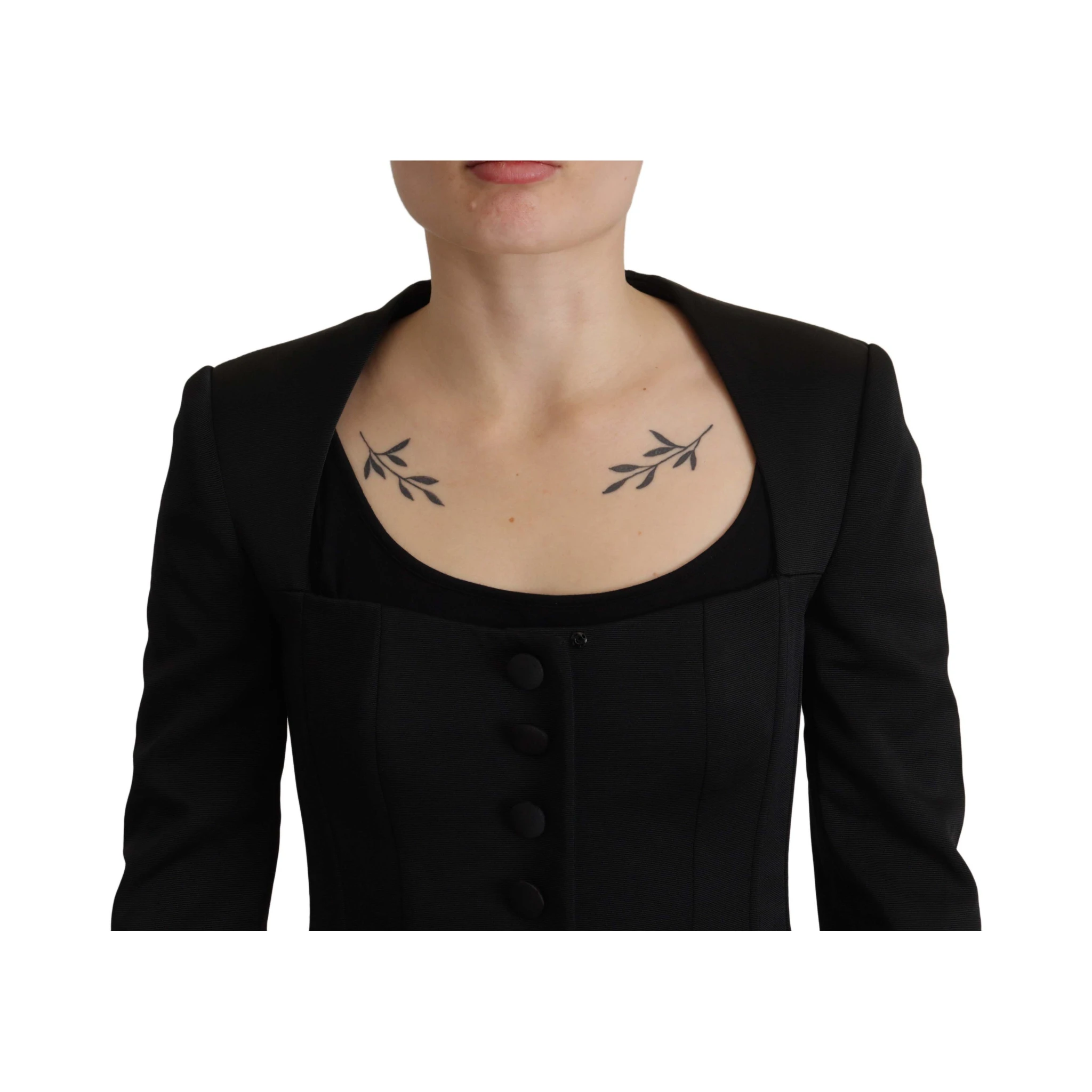 Black Slim Fit Long Sleeves Snap Jacket