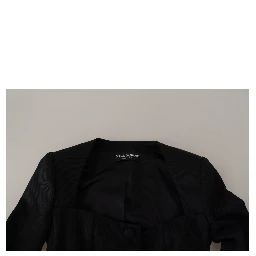 Black Slim Fit Long Sleeves Snap Jacket