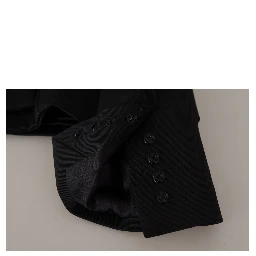 Black Slim Fit Long Sleeves Snap Jacket