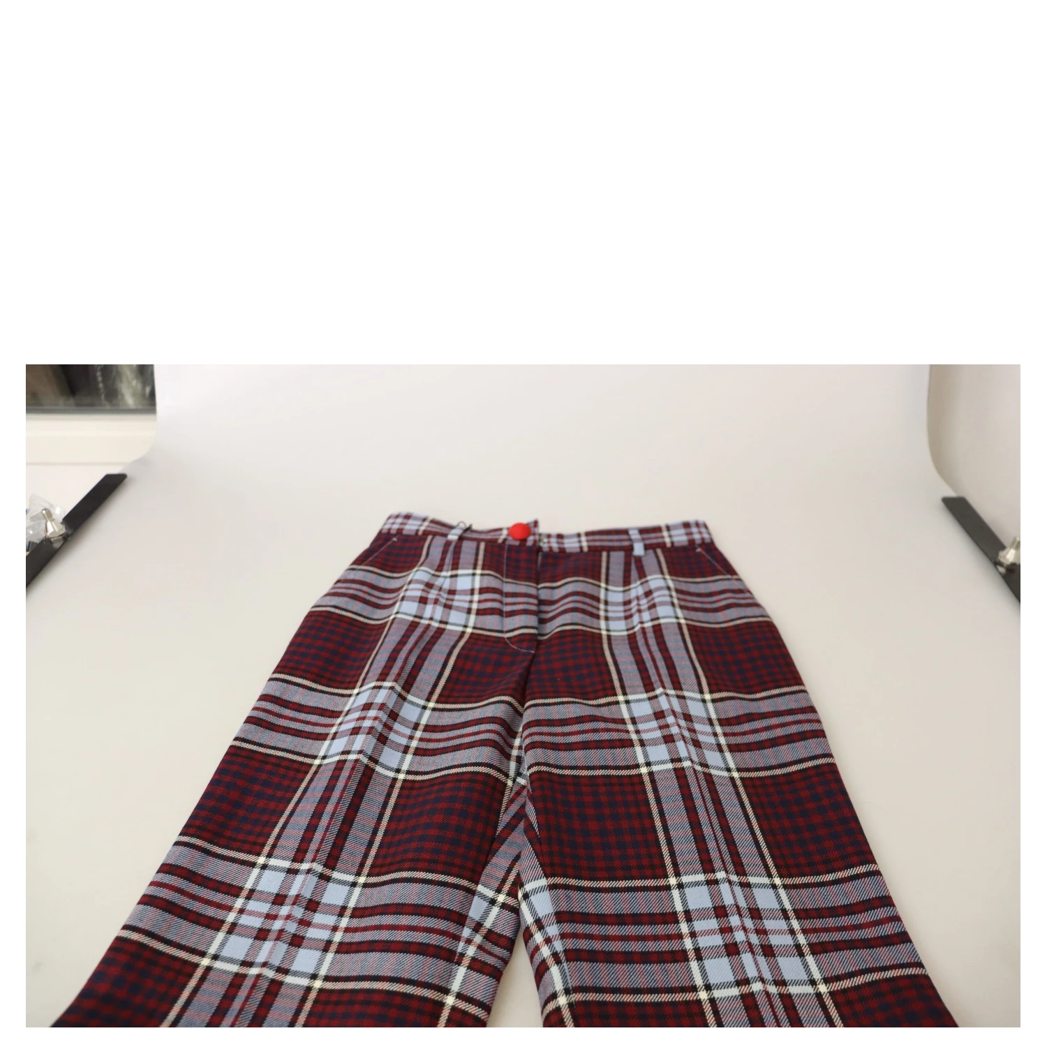 Gray Checked High Waist Cropped Trouser Pants