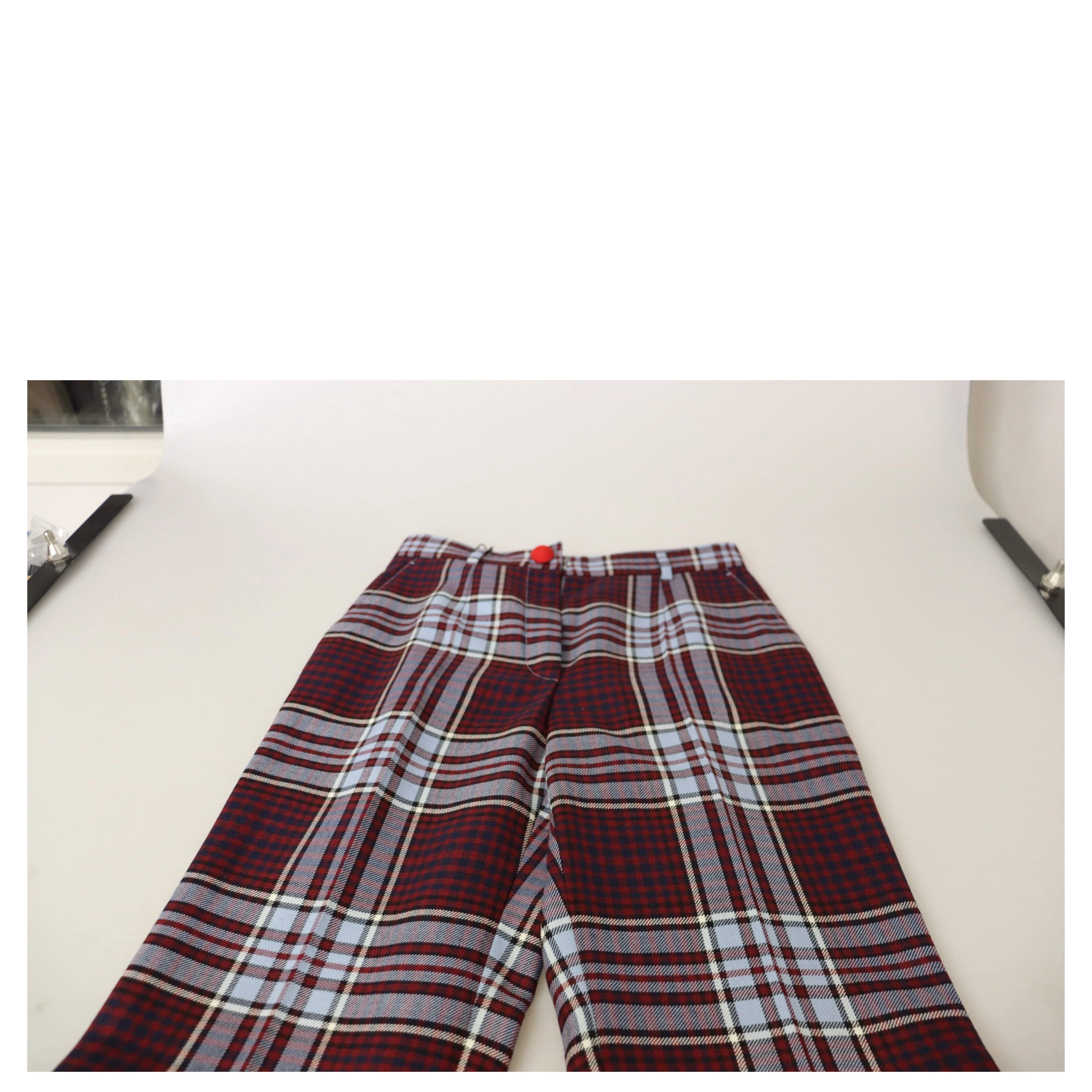 Gray Checked High Waist Cropped Trouser Pants