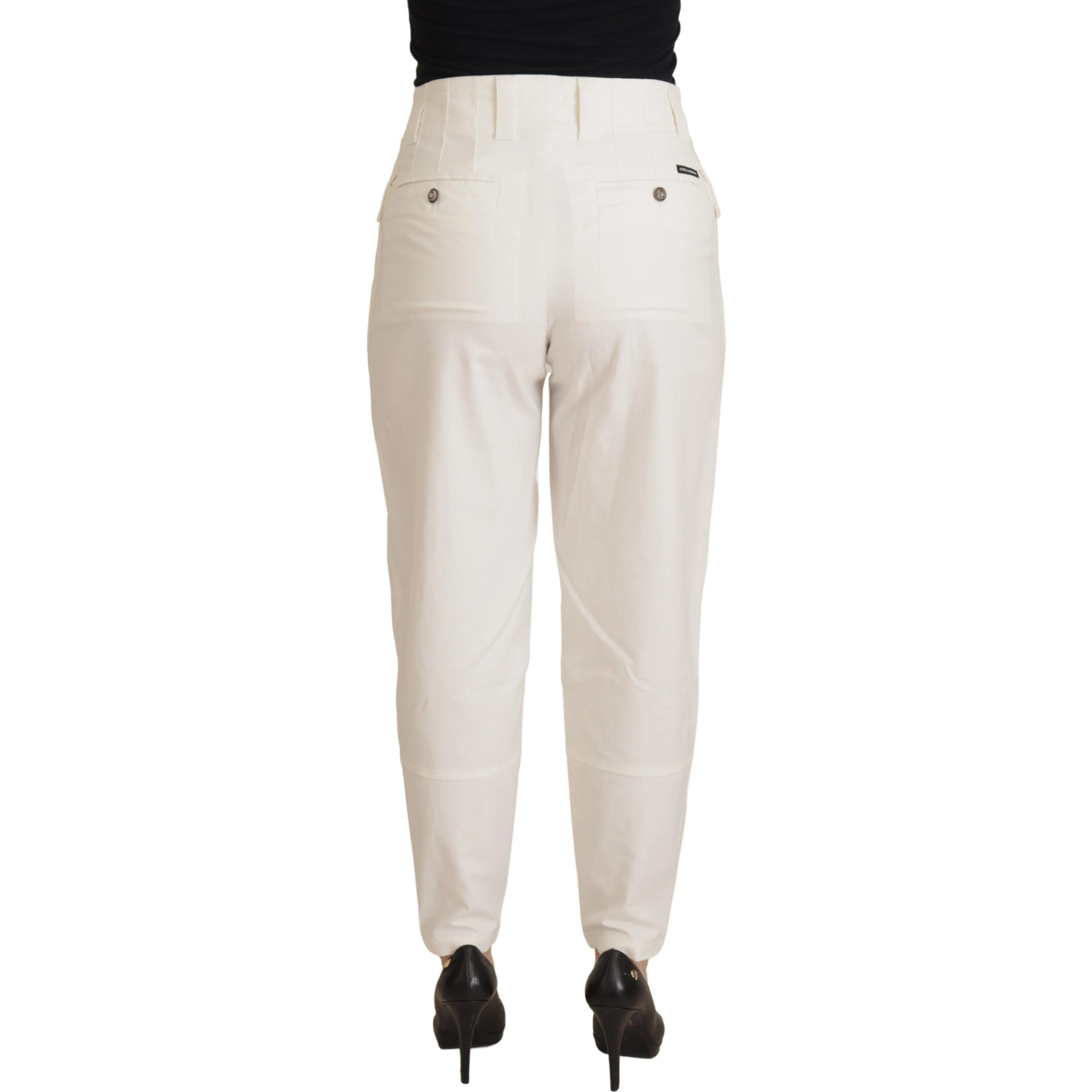 White High Waist Tapered Women Cotton Pants