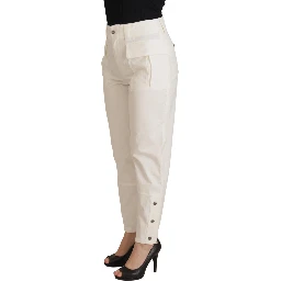 White High Waist Tapered Women Cotton Pants