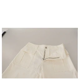 White High Waist Tapered Women Cotton Pants