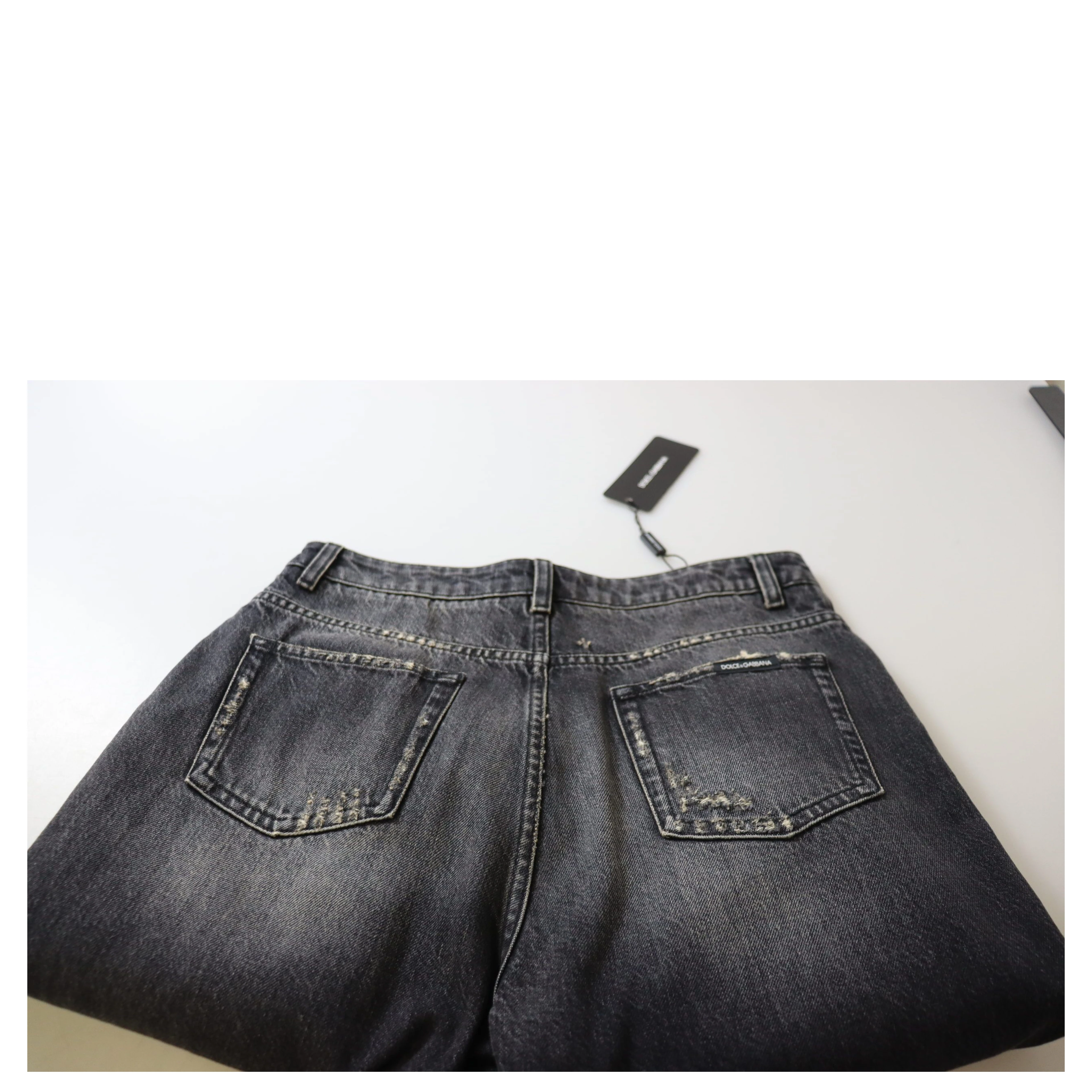 Black Washed Tattered High Waist Denim Jeans
