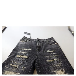 Black Washed Tattered High Waist Denim Jeans