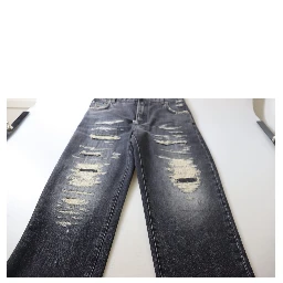 Black Washed Tattered High Waist Denim Jeans