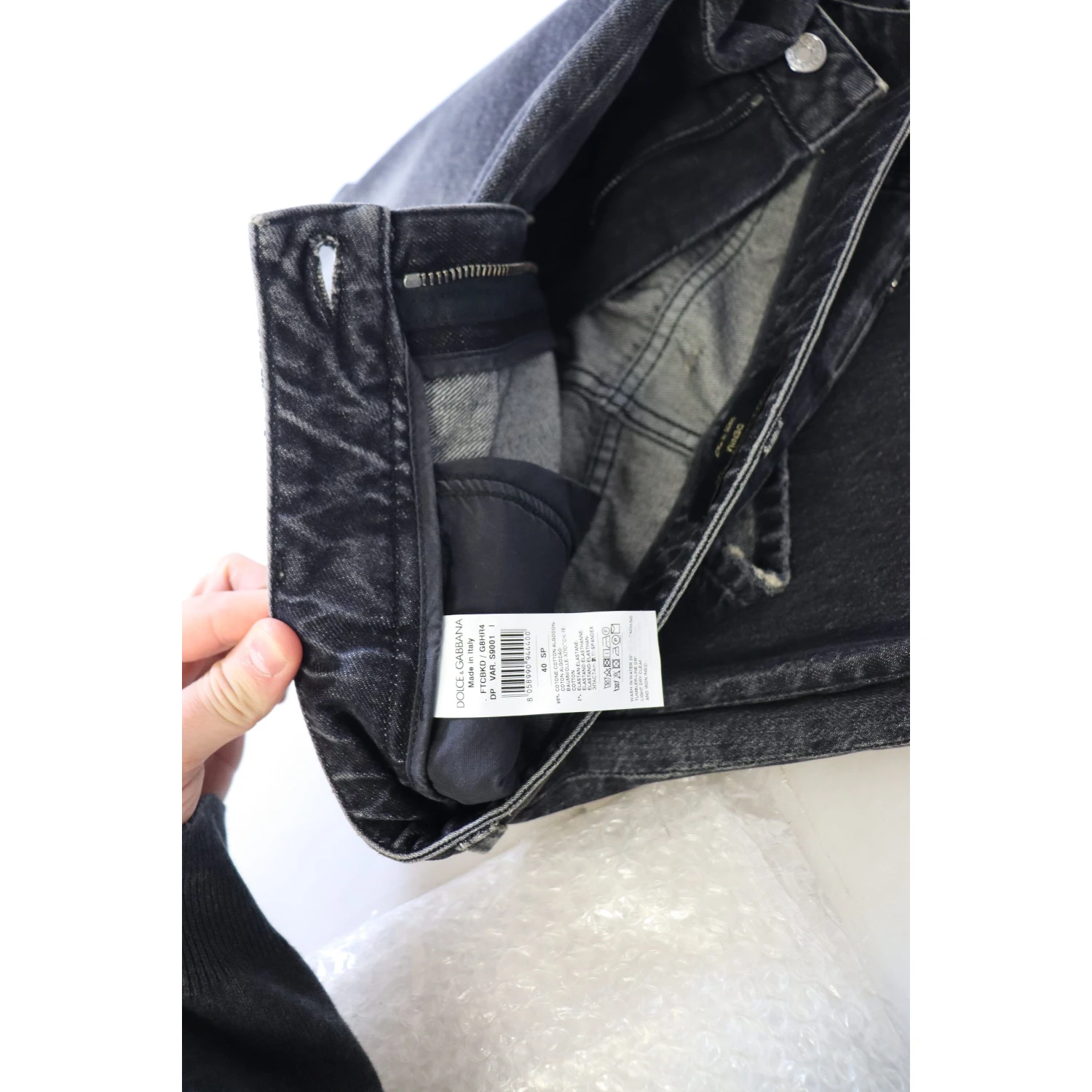 Black Washed Tattered High Waist Denim Jeans