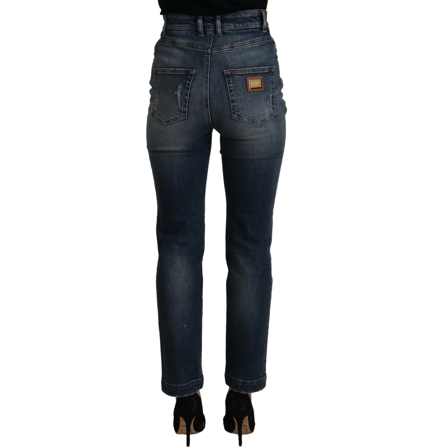 Blue Denim Crystal Embellished Pants Jeans