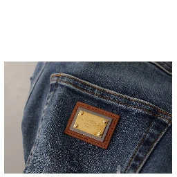 Blue Denim Crystal Embellished Pants Jeans