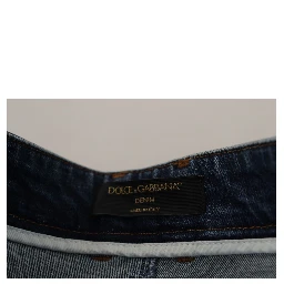 Blue Denim Crystal Embellished Pants Jeans