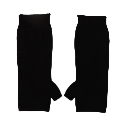 Black Knitted Fingerless Elbow Length Gloves