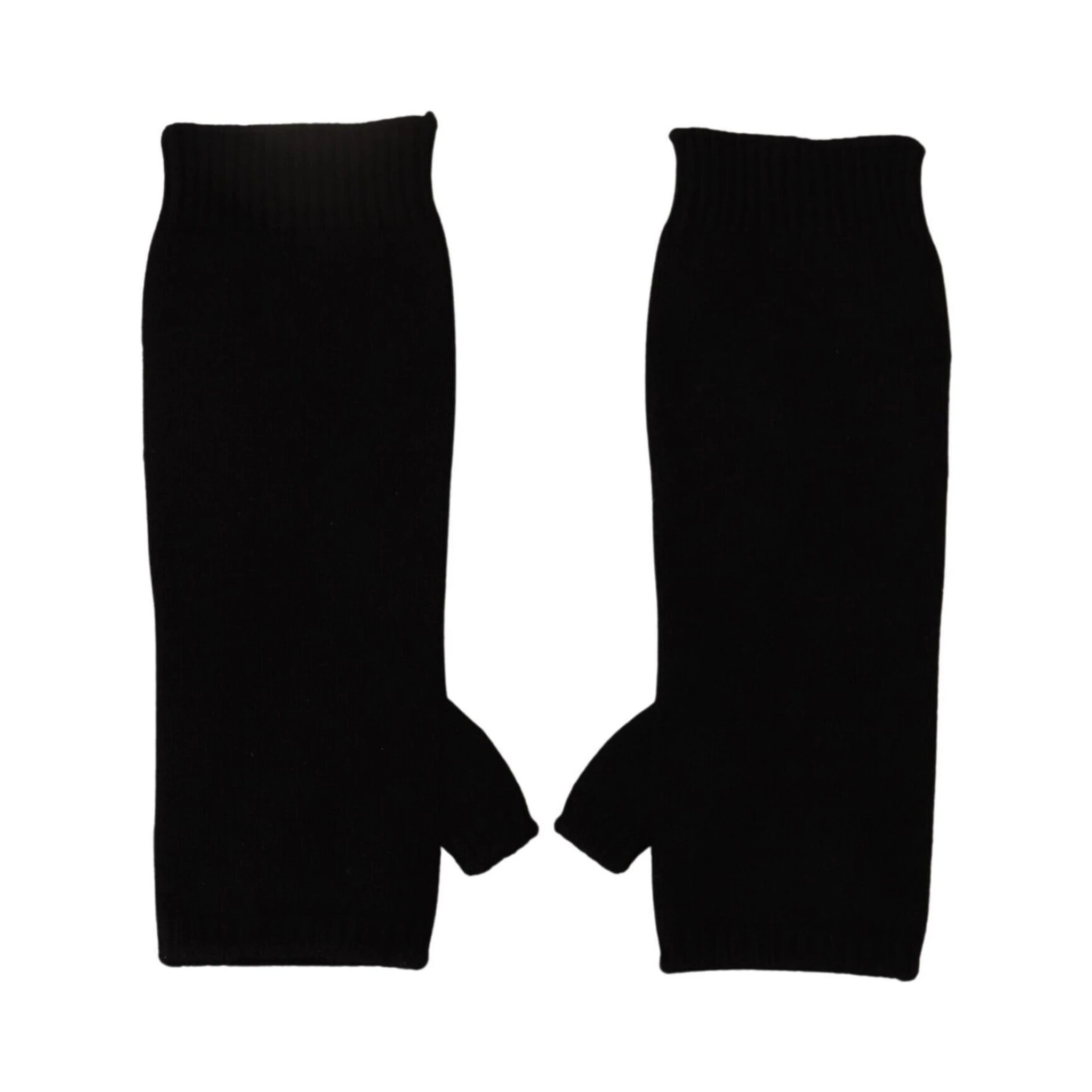 Black Knitted Fingerless Elbow Length Gloves