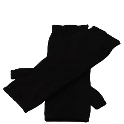Black Knitted Fingerless Elbow Length Gloves