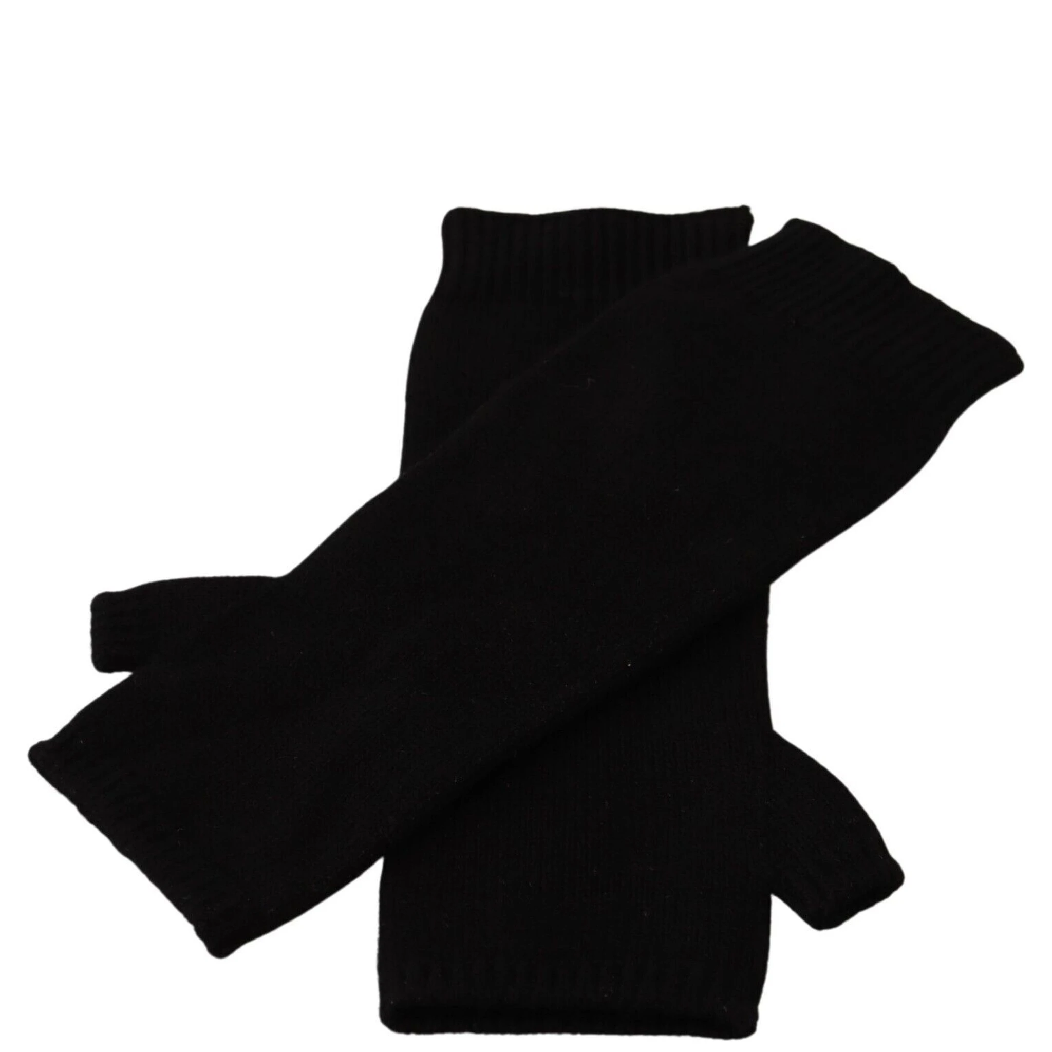 Black Knitted Fingerless Elbow Length Gloves