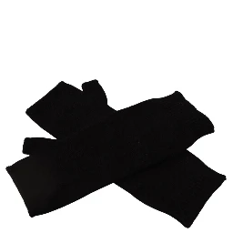 Black Knitted Fingerless Elbow Length Gloves