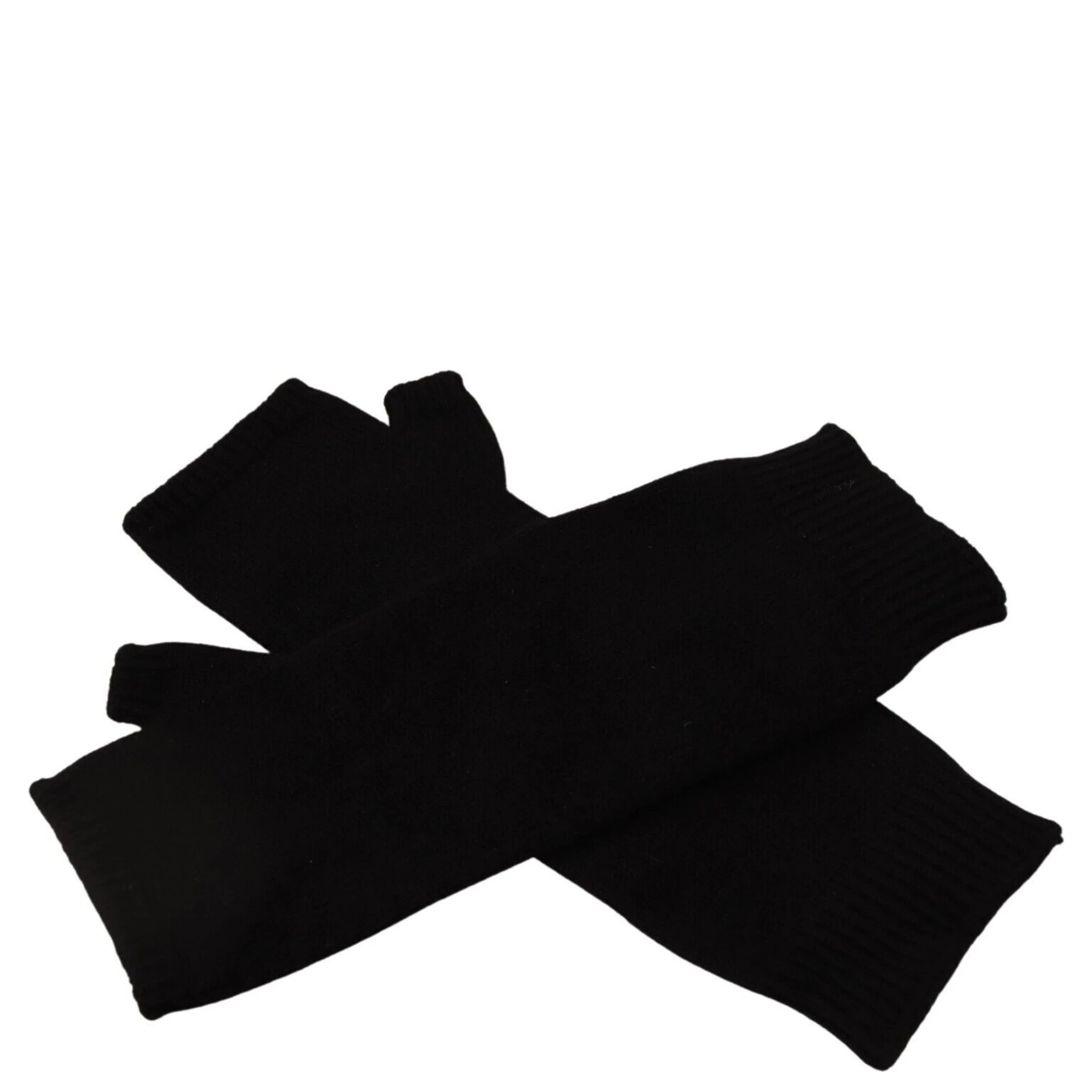 Black Knitted Fingerless Elbow Length Gloves