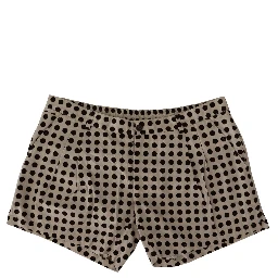Black White Polka Dots Cotton Linen Shorts