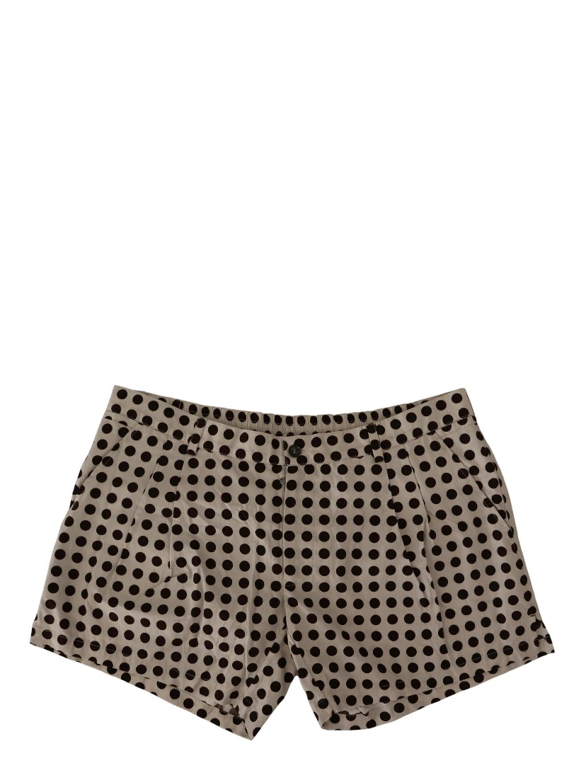 Black White Polka Dots Cotton Linen Shorts
