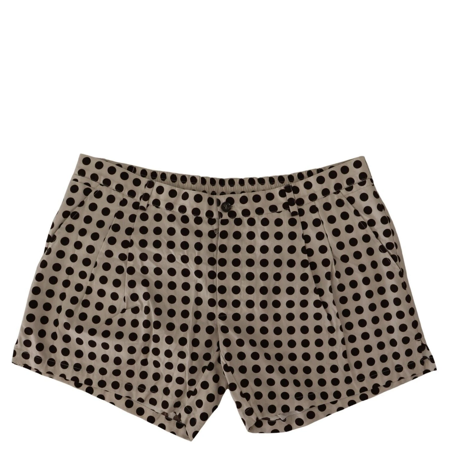 Black White Polka Dots Cotton Linen Shorts