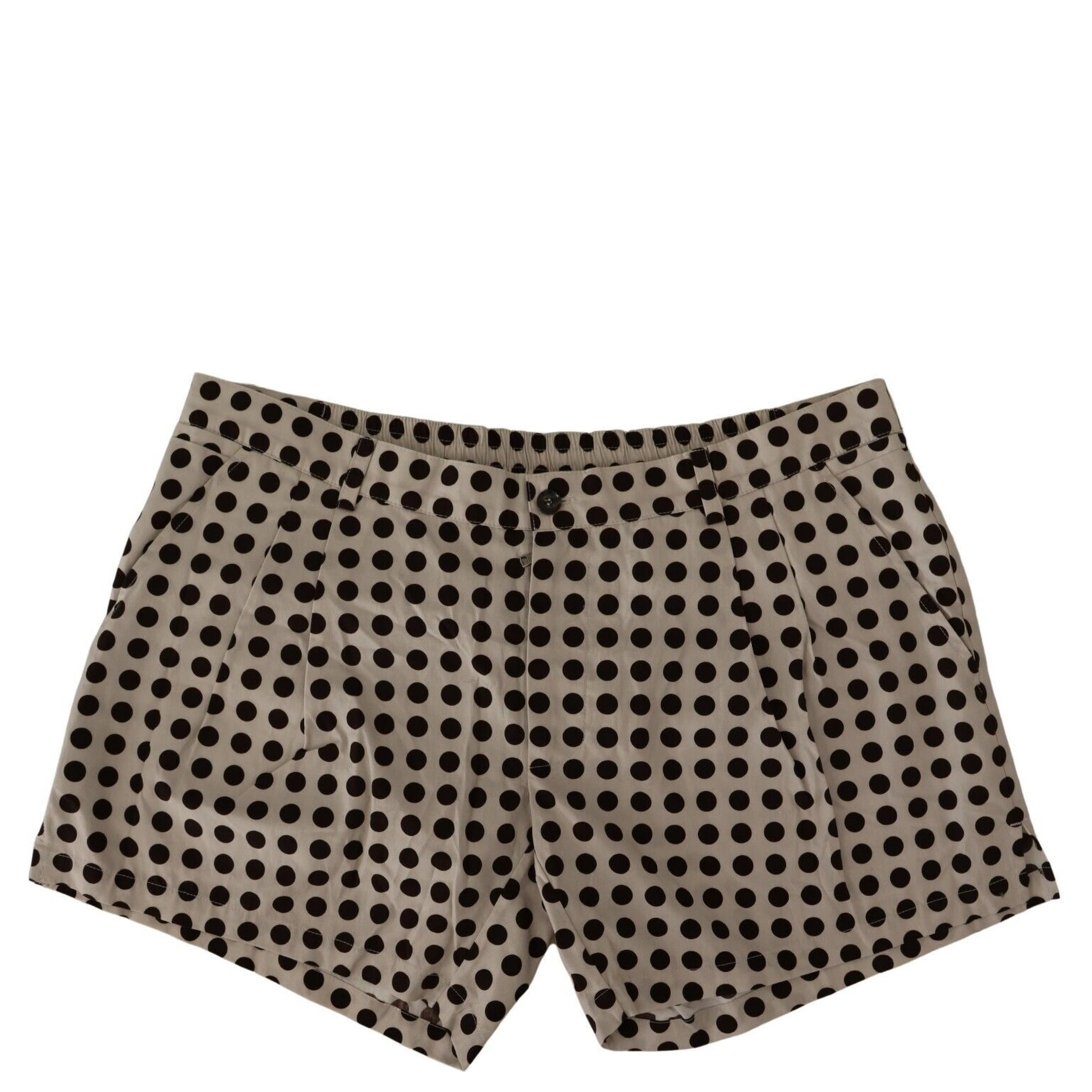 Black White Polka Dots Cotton Linen Shorts