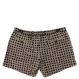 Black White Polka Dots Cotton Linen Shorts