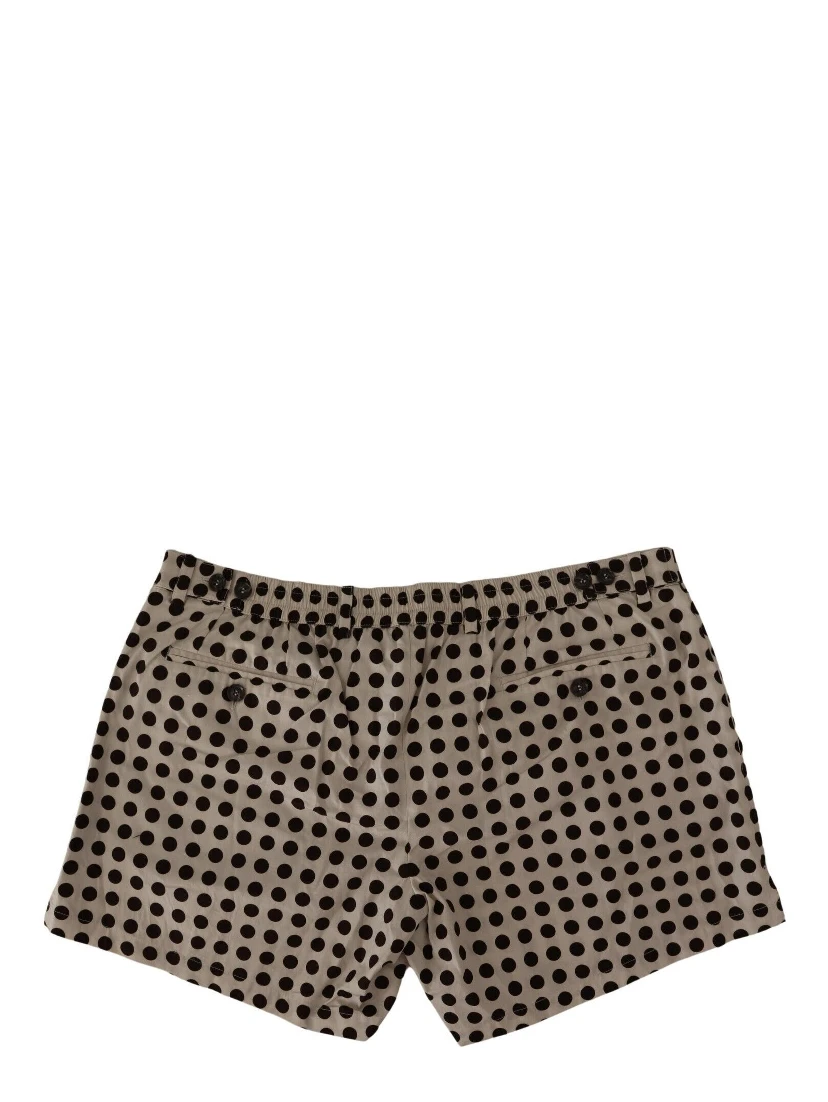 Black White Polka Dots Cotton Linen Shorts