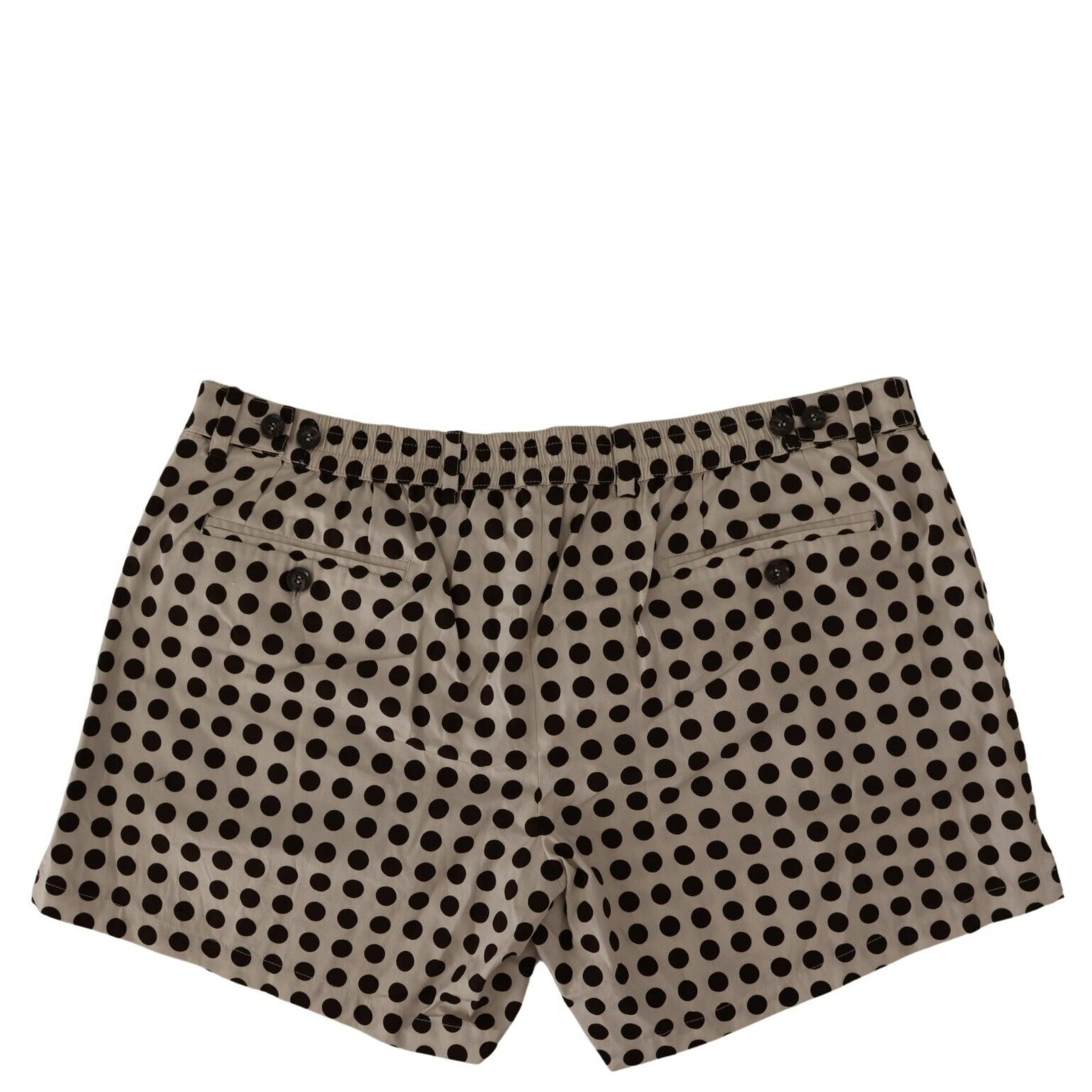 Black White Polka Dots Cotton Linen Shorts