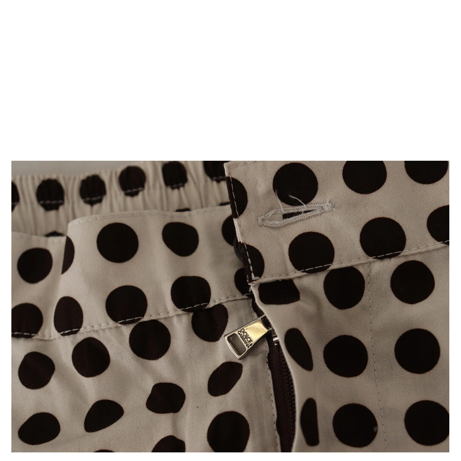 Black White Polka Dots Cotton Linen Shorts